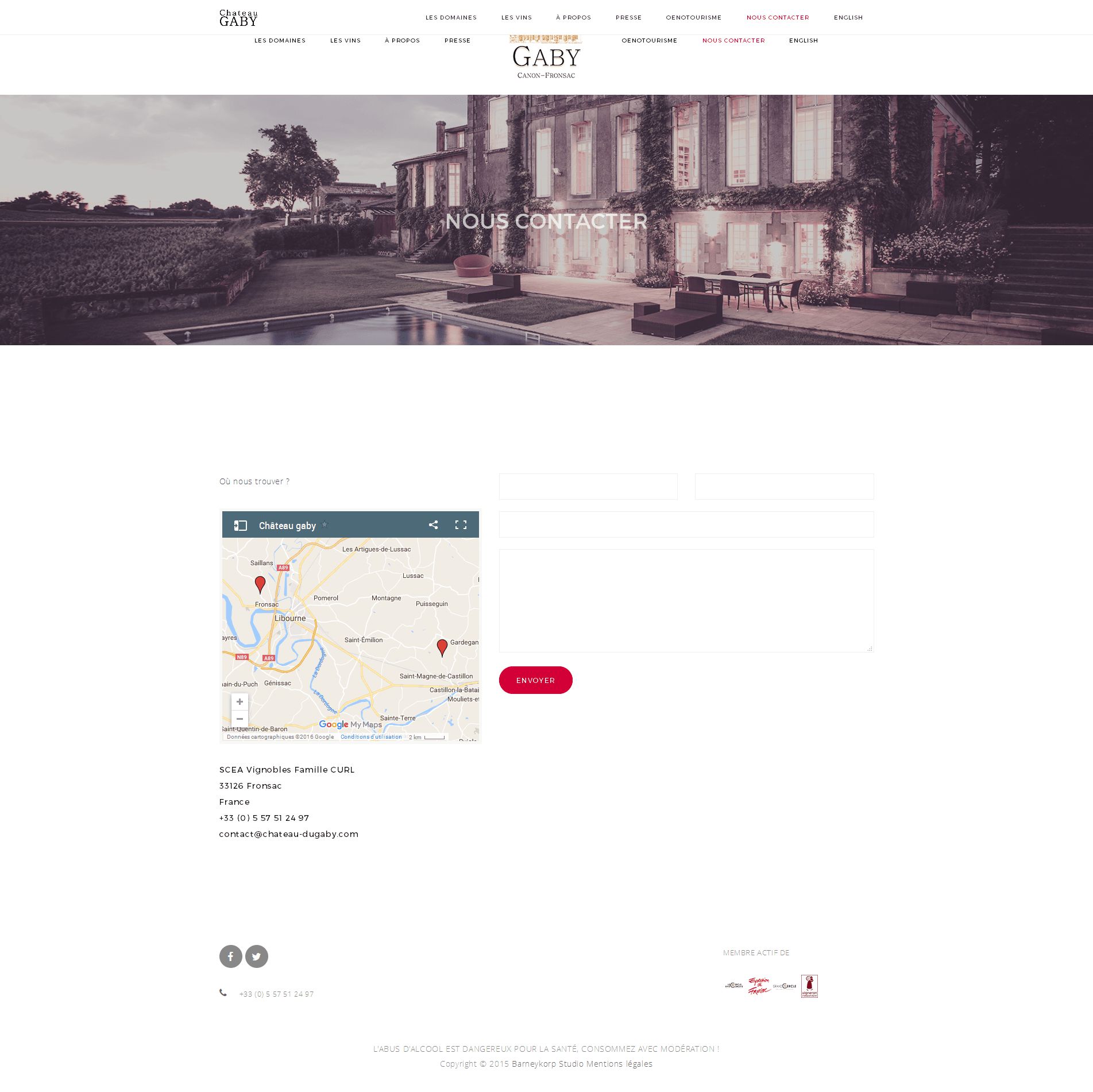 Screenshot site web Château Gaby